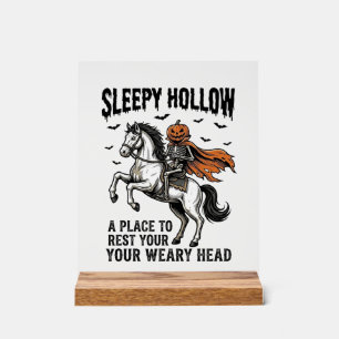 Sleepy Hollow Headless Horseman Vintage Halloween  Acrylic Sign
