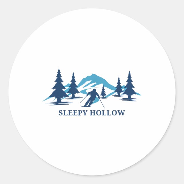 Sleepy Hollow Iowa Ski Resort Skiing Skier _1  Classic Round Sticker (Front)