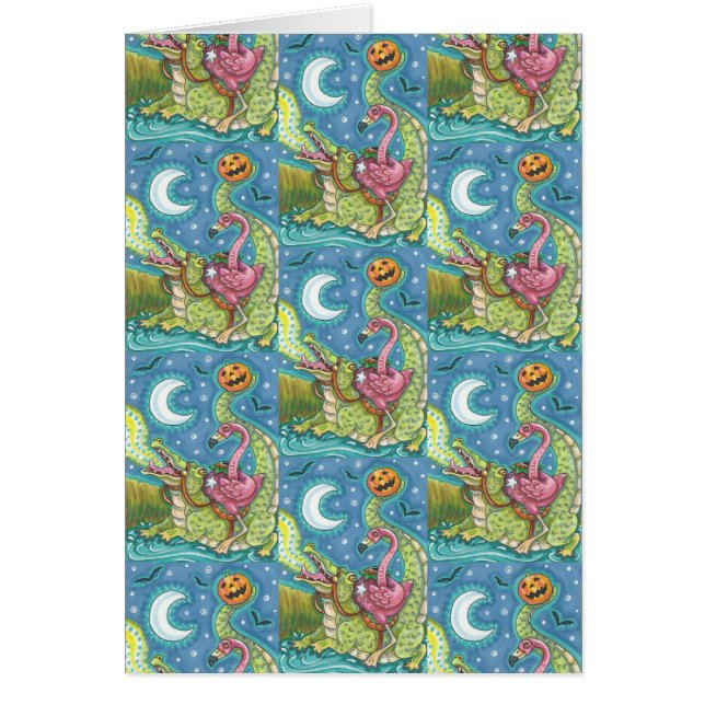 SLEEPY HOLLOW PINK FLAMINGO & CROC HALLOWEEN CARD (Front)