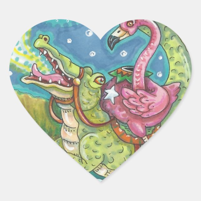 SLEEPY HOLLOW PINK FLAMINGO STICKERS SHEET Heart (Front)