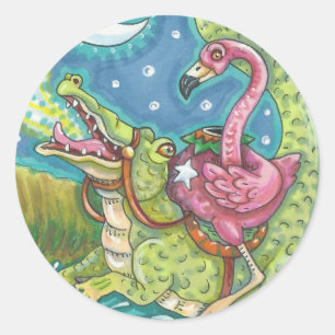 SLEEPY HOLLOW PINK FLAMINGO STICKERS SHEET Round