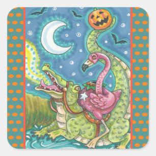SLEEPY HOLLOW PINK FLAMINGO STICKERS SHEET Square