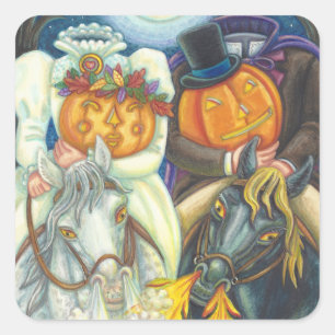 SLEEPY HOLLOW WEDDING HALLOWEEN STICKERS SHEET Squ