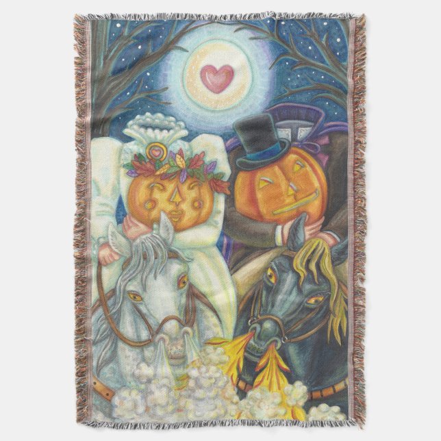 SLEEPY HOLLOW WEDDING HALLOWEEN THROW BLANKET (Front Vertical)