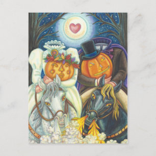SLEEPY HOLLOW WEDDING, HEADLESS HORSEMAN HALLOWEEN POSTCARD