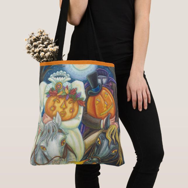SLEEPY HOLLOW WEDDING, HEADLESS HORSEMAN HALLOWEEN TOTE BAG (Close Up)