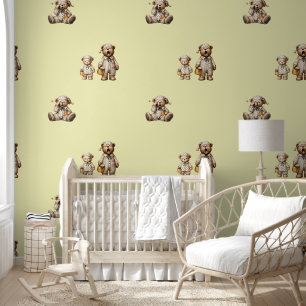 Sleepy Honey Bears Baby Nursery Wallpaper