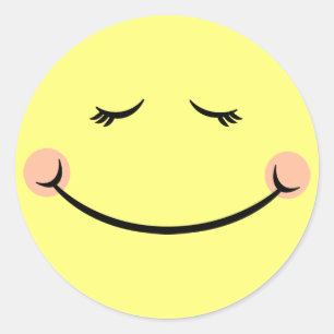 Sleepy Kawaii Happy Face Classic Round Sticker