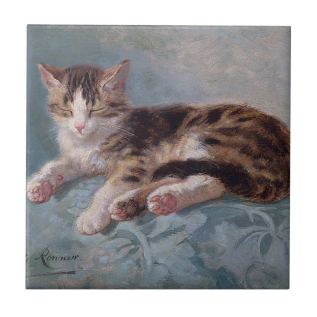 Sleepy Kitten by Henriette Ronner-Knip Tile (Front)