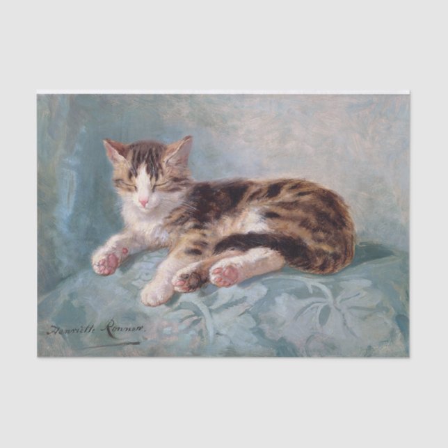 Sleepy Kitten • Henriette Ronner-Knip (1821-1909) Tissue Paper (Front)