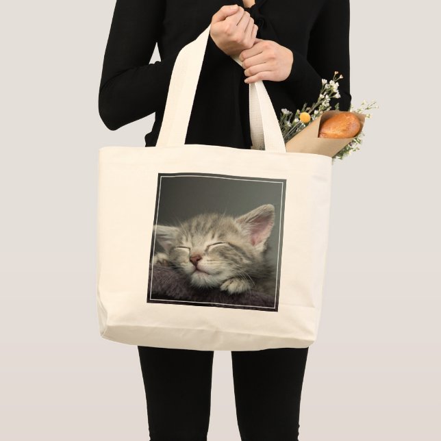 Sleepy Kitten Large Tote Bag (Front (Product))