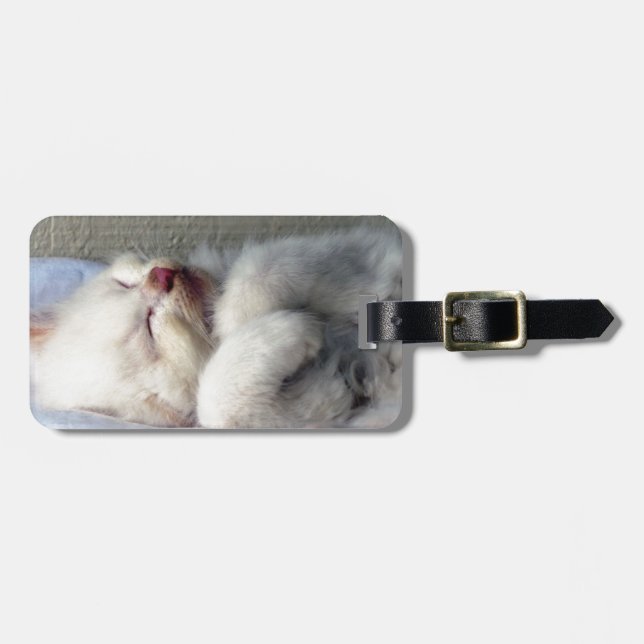 Sleepy Kitten Luggage Tag (Front Horizontal)