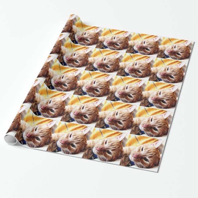Sleepy Kitten Wrapping Paper (Unrolled)