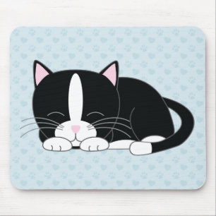 Sleepy Kitty {Tuxedo} Mouse Mat