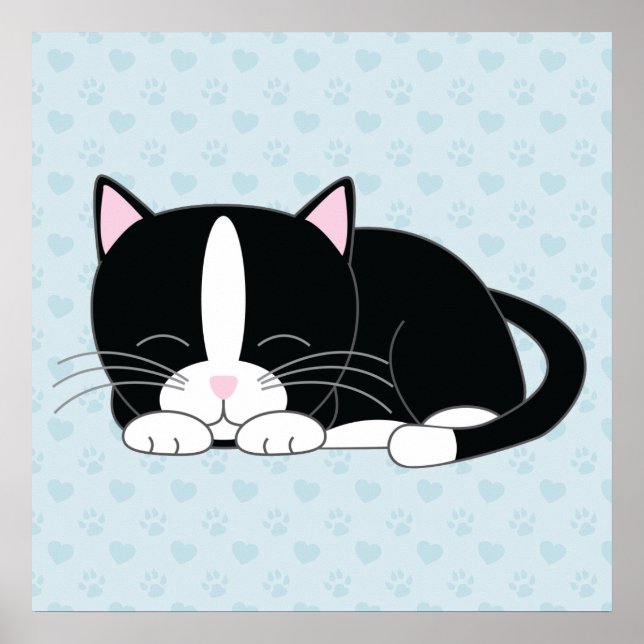 Sleepy Kitty {Tuxedo} Poster (Front)