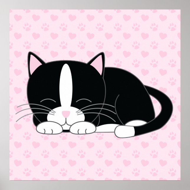 Sleepy Kitty {Tuxedo} Poster (Front)
