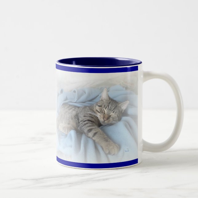 Sleepy Kitty Two-Tone Coffee Mug (Right)