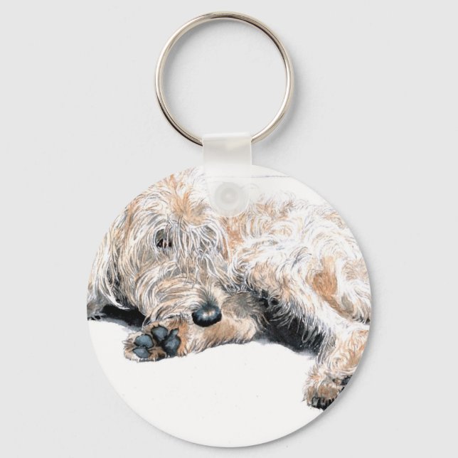 Sleepy Labradoodle Keychain (Front)