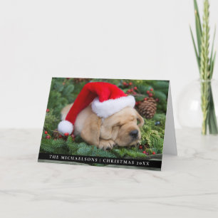 Sleepy Labrador Retriever Puppy With Santa Hat Holiday Card