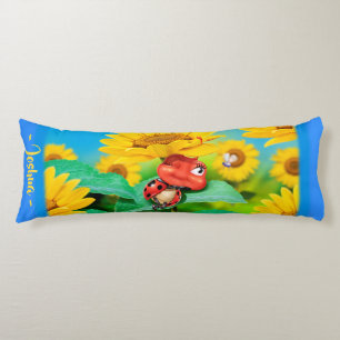 Sleepy Ladybug in Sunflowers.Giant custom Body Cushion