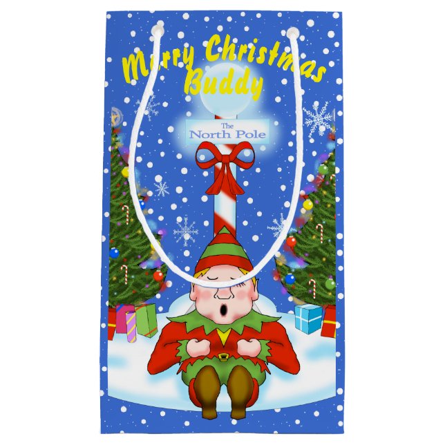 Sleepy Little Elf Christmas Gift Bag (Front)