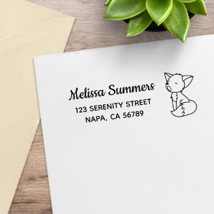 Sleepy Little Fox Address 2 Rubber Stamp