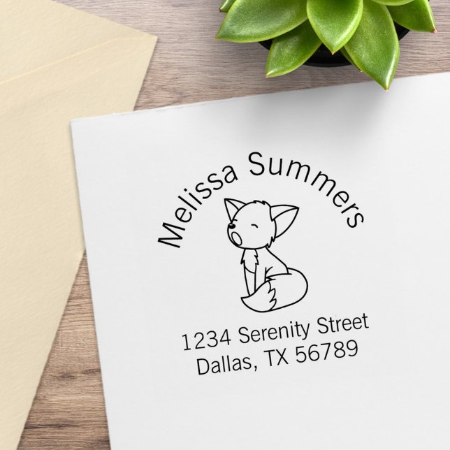 Sleepy Little Fox Arch Address Rubber Stamp (Creator Uploaded)