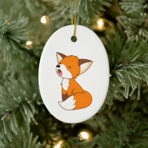Sleepy Little Fox Ceramic Tree Decoration