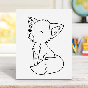 Sleepy Little Fox Colouring Page Poster