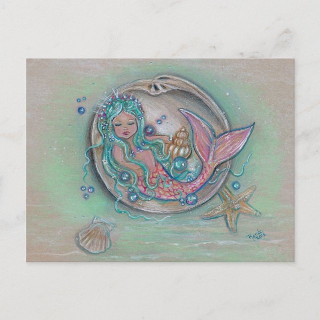 Sleepy little mermaid by Renee Lavoie Postcard (Front)