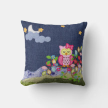 Sleepy Little Owl Throw Pillow