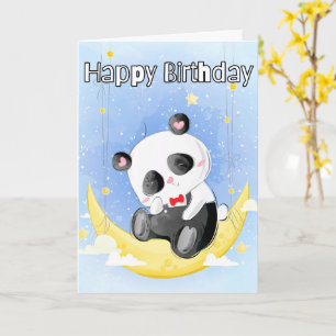 Sleepy Little Panda Bear   Happy Birthday Card