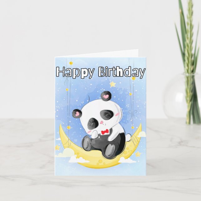 Sleepy Little Panda Bear | Happy Birthday Card (Front)