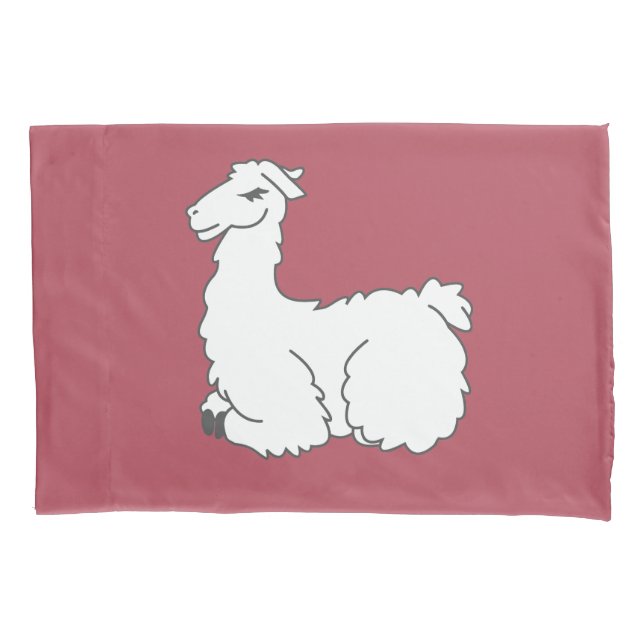 Sleepy Llama & Dusty Rose Pillowcase (Front)