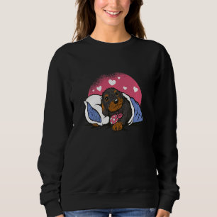 Sleepy Longhaired Dachshund Dog Owner Sleeping Pup Sweatshirt