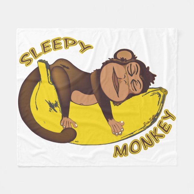 Sleepy Monkey Fleece Blanket (Front (Horizontal))