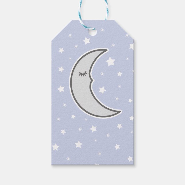 Sleepy Moon Baby shower favour gift tag (Front)