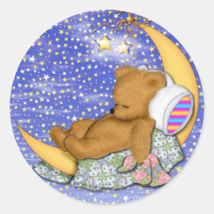 Sleepy Moon Bear Classic Round Sticker