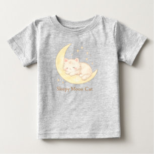 Sleepy Moon Cat Cute Baby T-Shirt