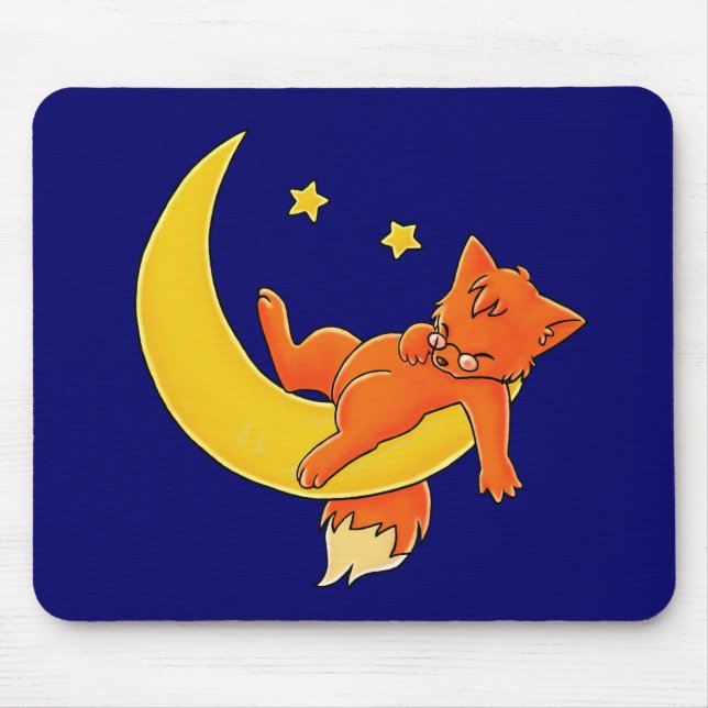 Sleepy Moon Fox Mouse Mat (Front)