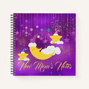 Sleepy Moon & Stars Purple Starry Sky Notebook