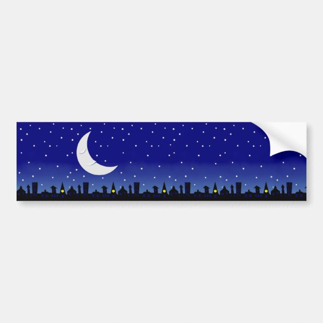 sleepy moon strip sticker (Front)