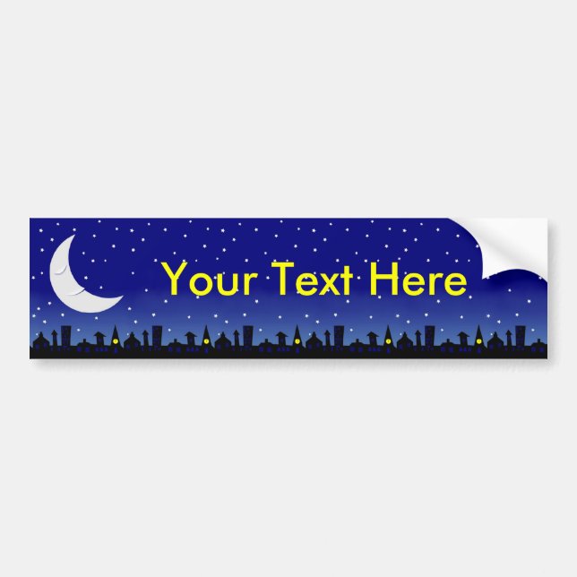 Sleepy moon strip sticker add your own text (Front)