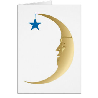 Sleepy Moon with Blue Star
