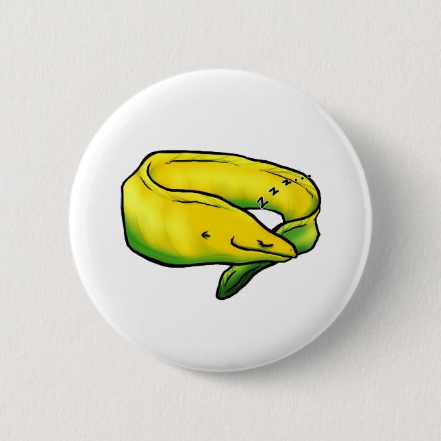 Sleepy Moray Eel, Yellow 6 Cm Round Badge (Front)