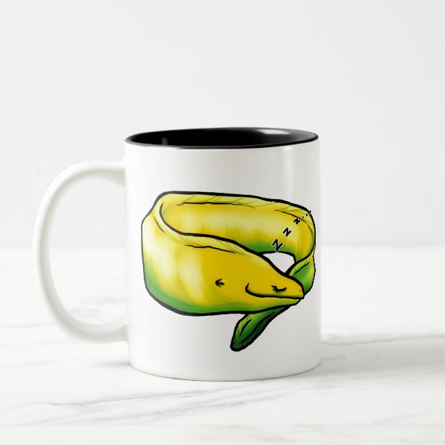 Sleepy Moray Eel, Yellow Two-Tone Coffee Mug (Left)