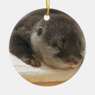 Sleepy Otter Ceramic Tree Decoration