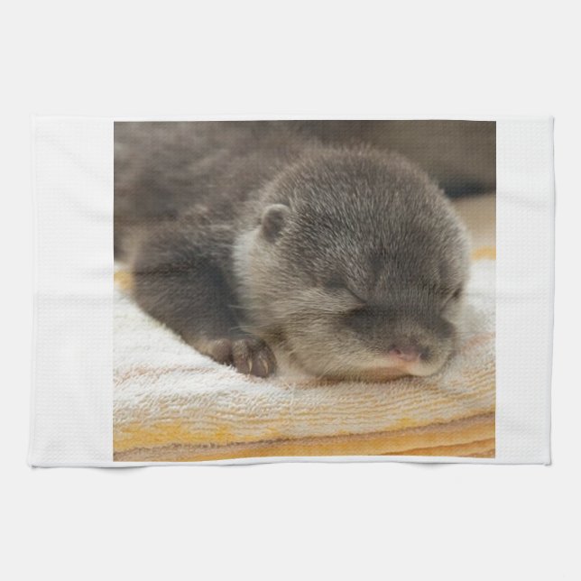 Sleepy Otter Tea Towel (Horizontal)