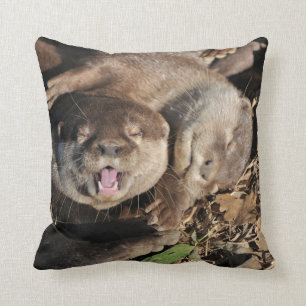 Sleepy otters photo cushion