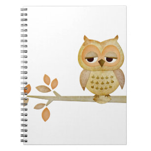 Sleepy Owl in Tree Notebook